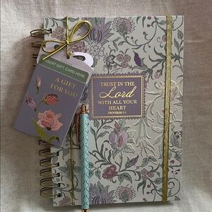 Lila Inspirational Floral Spiral Notebook with Pen - Trust in the Lord Design